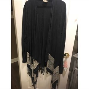 Jeweled cardigan with fringe